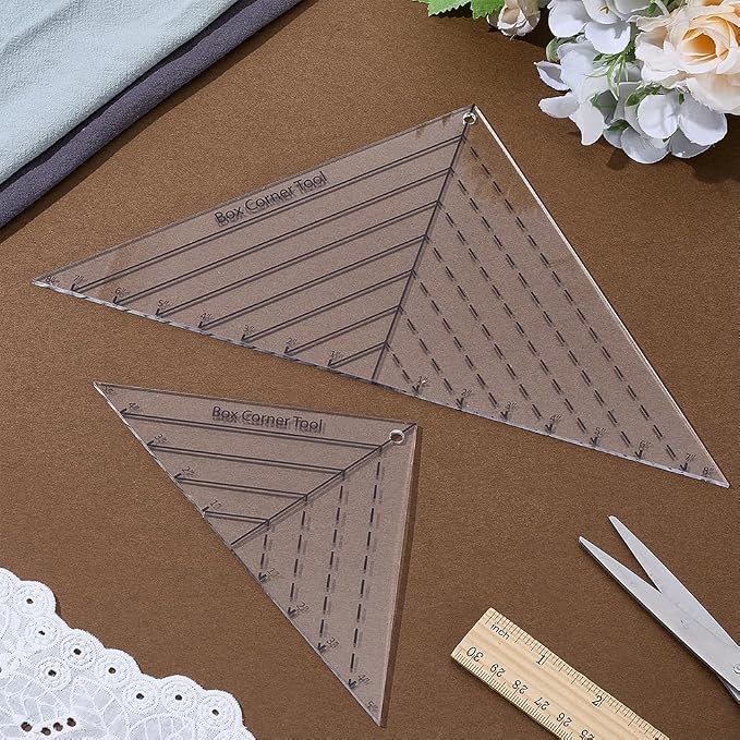 INFUNLY 2pcs Boxed Corner Template Half-Square Triangles 2 Size Acrylic Cutting by INFUNLY