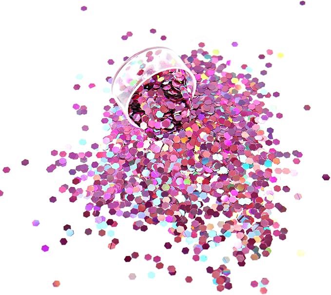 12 Assorted Colors 3mm Holographic Extra Chunky Hexagon Glitter - Image 3