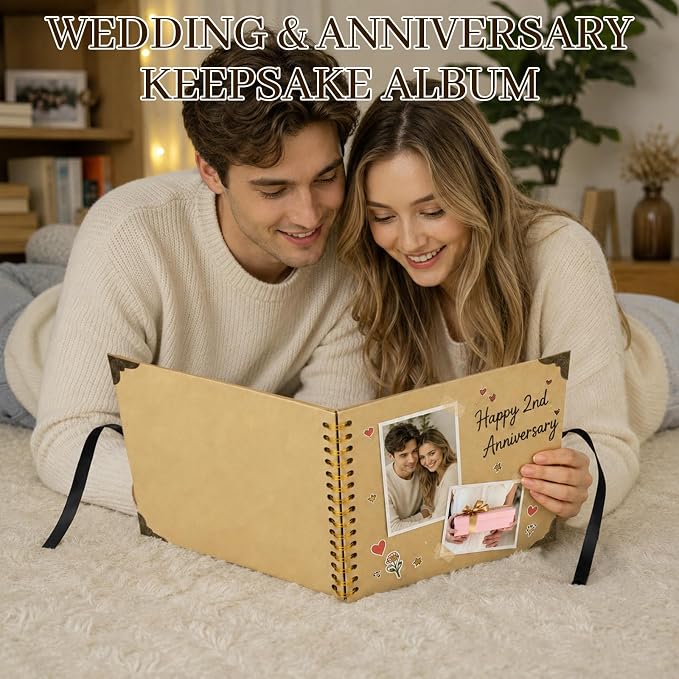 Scrapbook Album 10 Inch 40 Sheets 80 Pages, Kraft Paper Cover DIY Photo Album - Image 7
