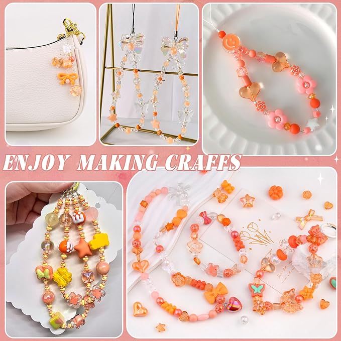 200-260PCS TINKRSTUFF Assorted Orange Acrylic Beads - Image 5