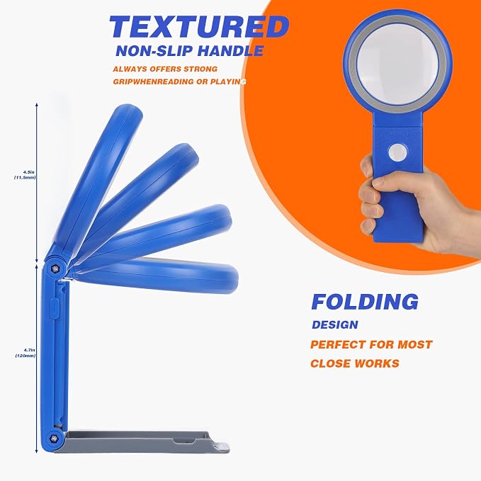 Magnifying Glass with Light and Stand, Foldable Handheld Magnifying Glass 18 - Image 3