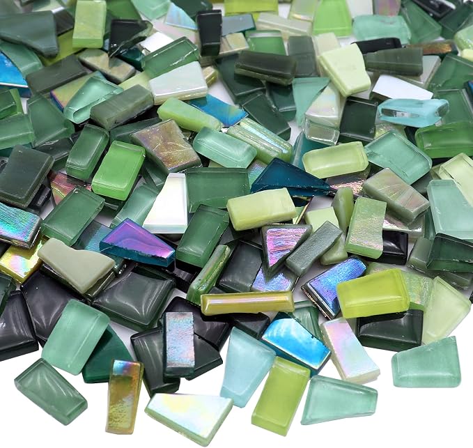 LITMIND Green Mixed Irregular Glass Mosaic Tiles by LITMIND