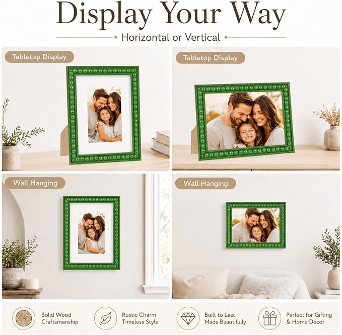 Solid Wood 6x8 Picture Frame Beaded Frame - Image 6