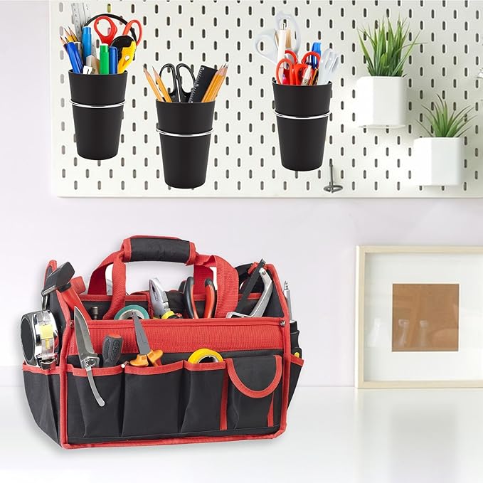 16 Sets Pegboard Hooks with Pegboard Cups, Ring Style Pegboard Bins with Rings