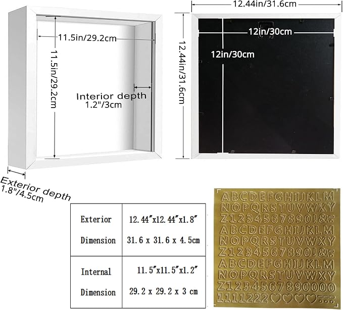 12x12 Shadow Box Frame with Letter Stickers, Graduation Memories Frame - Image 2
