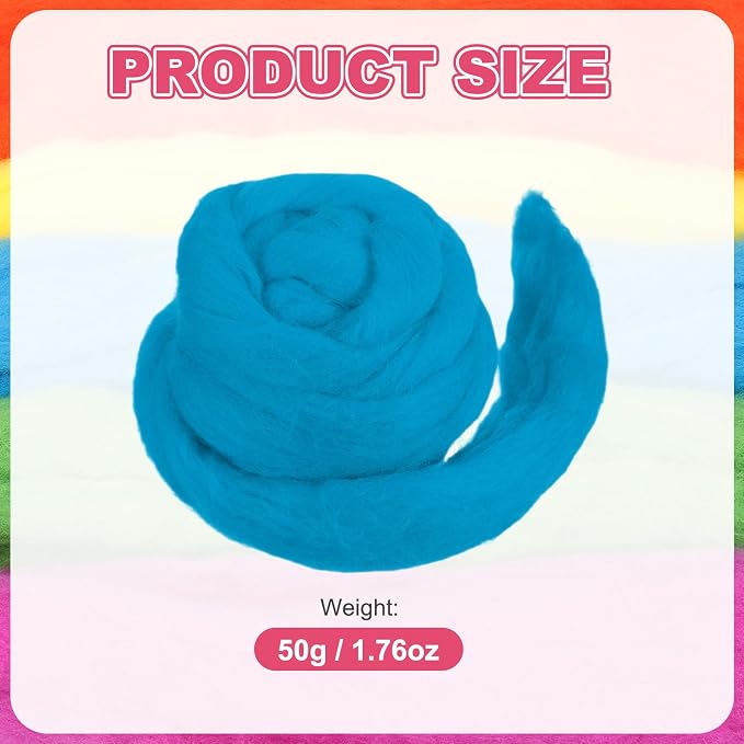 MECCANIXITY Wool Roving Yarn Soft Felting Wool 50g/1.76oz Pure Chunky Roving - Image 2