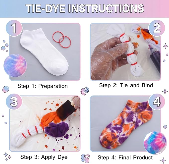 Syhood White Cotton Crew Socks for Tie dye Party Casual Soft Cushion Novelty - Image 6