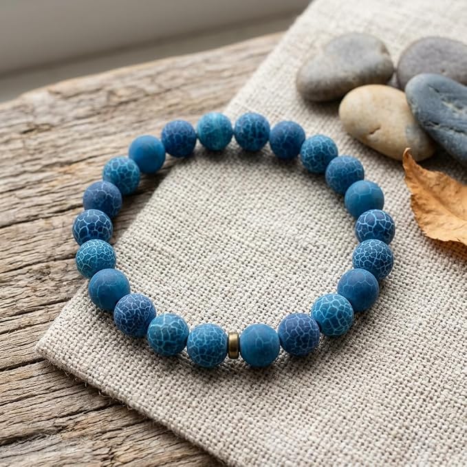 36pcs Deep Blue Frosted Oxidized Natural Gemstone Beads，10mm Round Loose Stone - Image 3