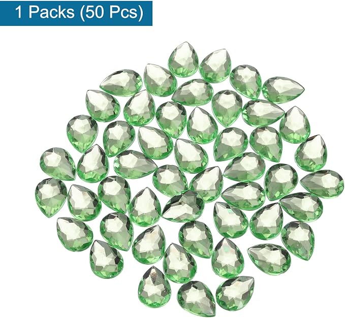 MECCANIXITY 50PCS Flat Back Acrylic Teardrop Gems 18x25mm Artificial Rhinestones - Image 3