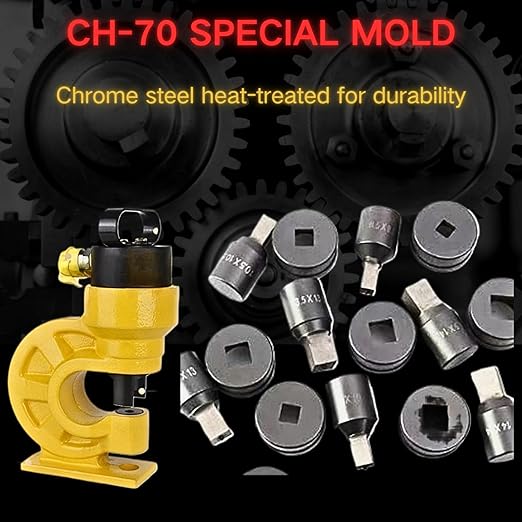 4-Piece Square Hole Punch Die Set for Hydraulic Punch Tool - Compatible with CH-70 Machine, Metal Punching Dies for Steel Sheet, Copper Plate, Aluminum Plate (4-Piece Square Punch Die Set)