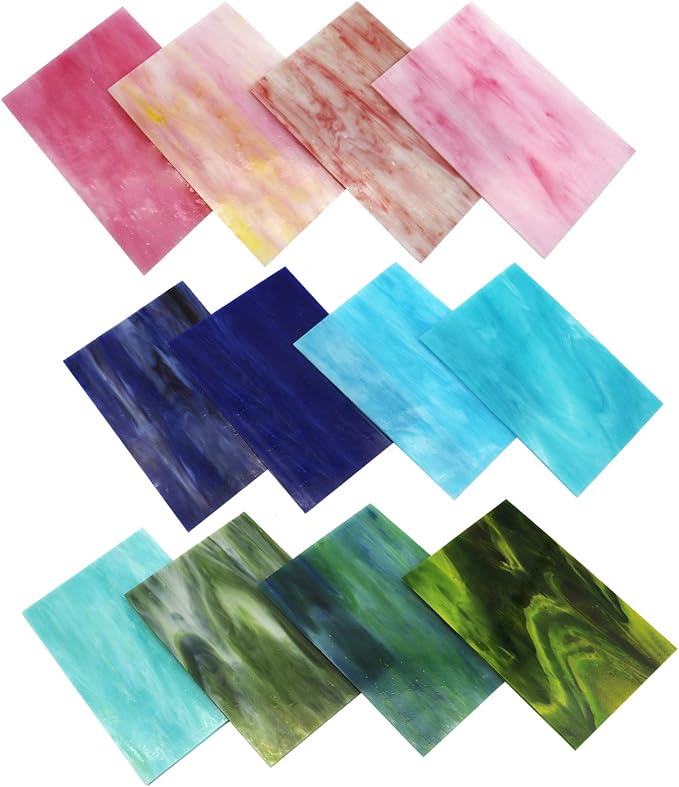 LITMIND 12 Sheets Variety Stained Glass Sheets Pack, 4 x 6 inch Mosaic Glass - Image 6
