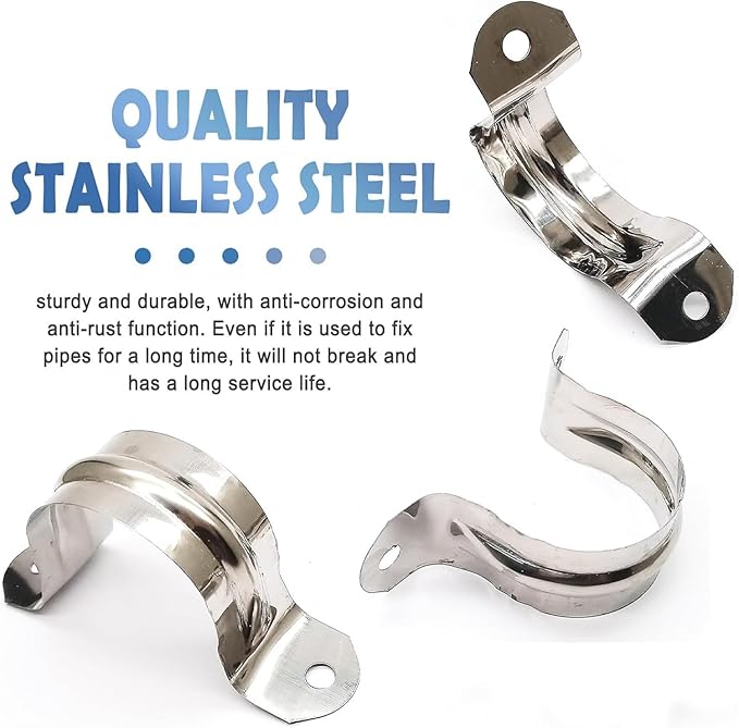 20 Pack 4 Inch 100mm U Bracket Rigid Pipe Strap Clamp, Two Hole Strap U Tube Pipe Conduit Clamp Clip for Pipe Fixing