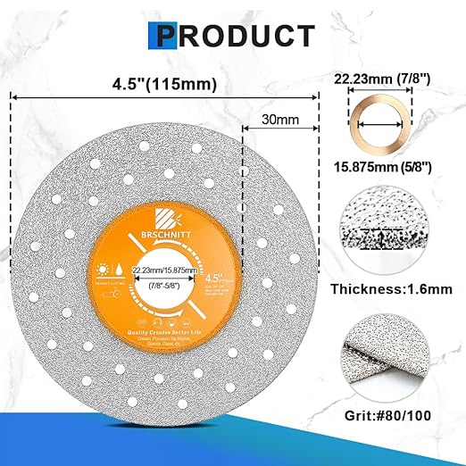 Rock Slab Grinding Disc - 4.5 inch Glass Cutter Disc (3pcs), Granite Cutting Disc, Diamond Grinder Wheel for Rock Slab, Stone, Tile, Marble, Granite, Glass Diamond Cutting Discs