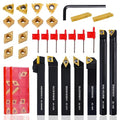 Indexable Lathe Turning Tool 21Pcs Kit 5/8" (16mm) Shank, Includes 7Pcs Metal Lathe Tool Holders and 14Pcs Carbide Inserts for Turning Boring Grooving Cutting Threading Carbide Turning Tool
