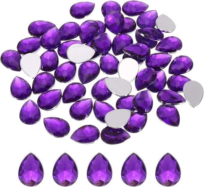 MECCANIXITY 50PCS Flat Back Acrylic Teardrop Gems 10x14mm Artificial Rhinestones by MECCANIXITY
