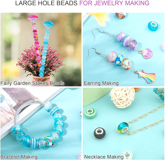 200Pcs Large Hole Beads Spacer Beads Purple Assorted European Craft Big Beads - Image 4