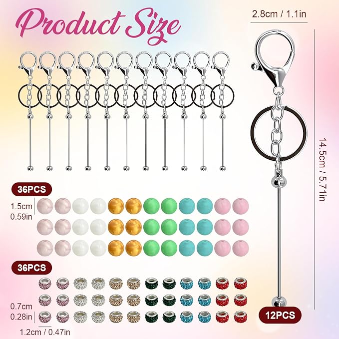 84Pcs Beadable Keychain Set, DIY Making Kit - Image 2