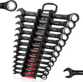 ARROW 12PCS Metric Ratcheting Wrench Set, Anti-Slip 6-18mm Combination Ratchet Wrench Set with Black Magnetic Tool Holder, Premium CRV Material, 72-Teeth, Corrosion-Resistant, Easy to Carry & Store
