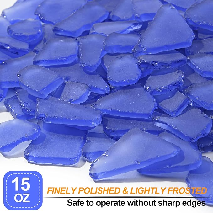 Keedolla Tumbled Sea Glass for Crafts - 15 OZ Flat Frosted Seaglass Pieces for - Image 2
