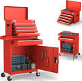 5-Drawer High Capacity Rolling Tool Chest, Removable Toolbox on Wheels Organizers, Lockable Tool Box Tool Storage Cabine with Drawers and Wheels for Workshop and Warehouse (Red)