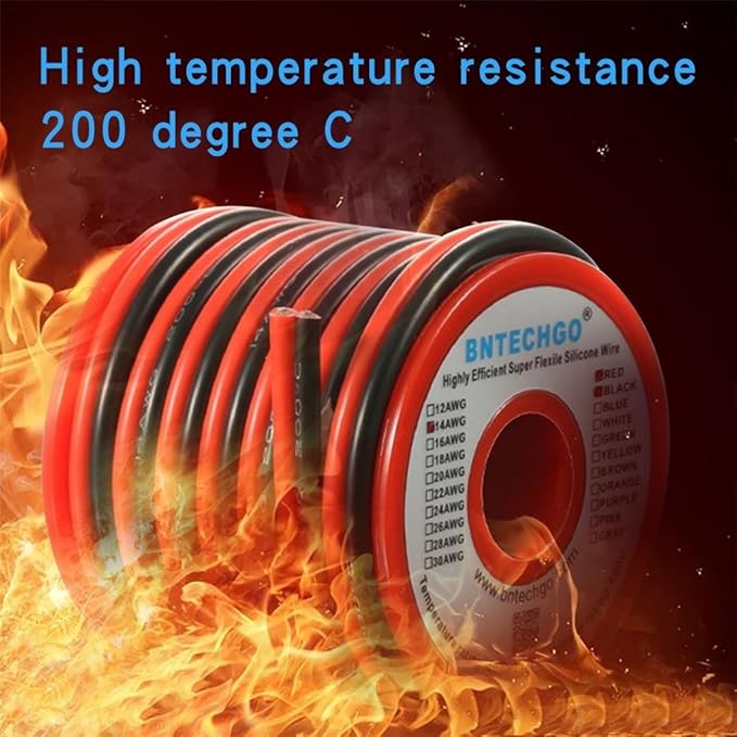 BNTECHGO 14 Gauge Flexible 2 Conductor Parallel Silicone Wire Spool Red Black High Resistant 200 deg C 600V for Single Color LED Strip Extension Cable Cord,Model,20ft Stranded Tinned Copper Wire