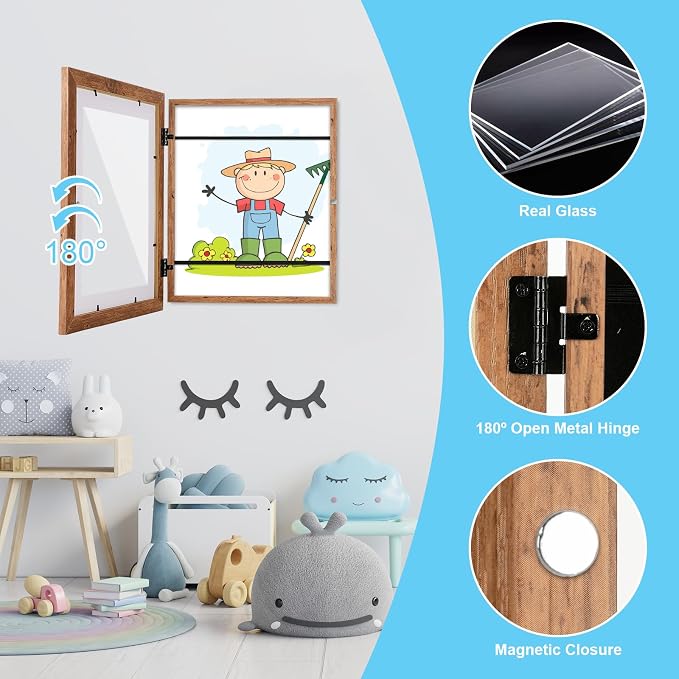 Kids Art Frames, 10x12.5 Front Opening Kids Artwork Frames Changeable, Dark - Image 7