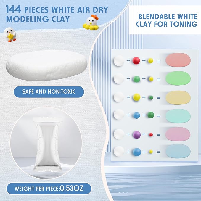 WinnerWhy 144 Pcs Total 76oz Air Dry Clay Soft Non-Toxic Molding Clay - Image 2