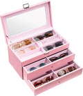 ProCase 3-layer Sunglasses Storage Organizer, 18 Slots Leather Sunglass Box by ProCase