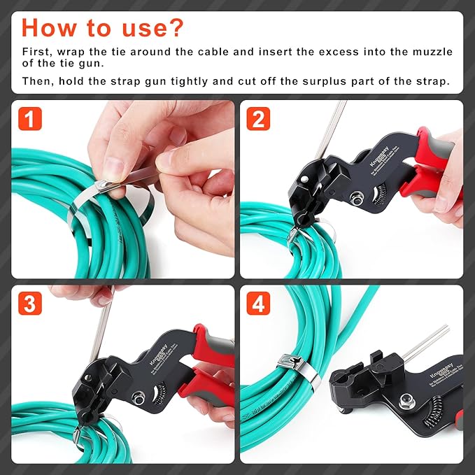 Knoweasy 600S Upgraded Stainless Steel Cable Tie Gun, Cable Tie Tool and Zip Tie Tool Ideal for Engineering, Automotive projects or Home Improvements