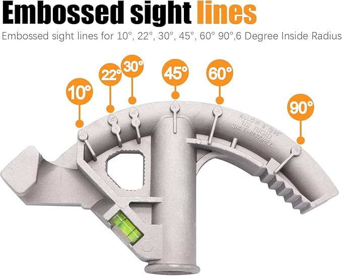 Conduit Bender Tool for 3/4inch EMT and 1/2 inch Rigid Pipes for Stub-Ups,Offsets,Back-to-Back(Aluminum)