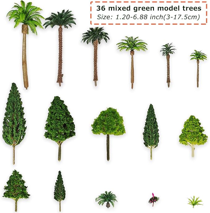 42Pcs Diorama Supplies Kit, Model Trees, Miniature Palm Trees, Architecture Tree - Image 2