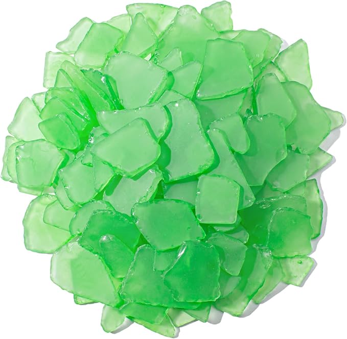 Keedolla Tumbled Sea Glass for Crafts - 15 OZ Green Frosted Seaglass Pieces for by Keedolla
