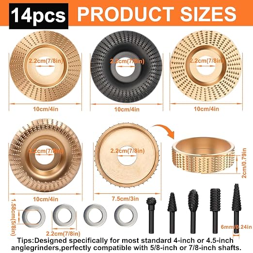 14PCS Angle Grinder Wood Carving Disc Set - Image 2
