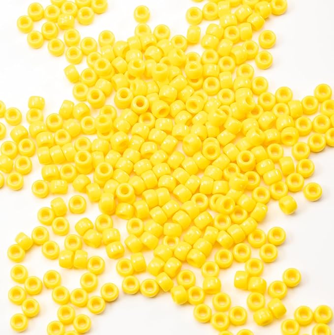 Gxueshan 1000 Pcs Acrylic Yellow Pony Beads 6x9mm Bulk by Gxueshan