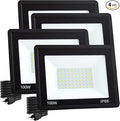 4 Pack 100W LED Flood Lights Outdoor, 10000 LM Super Bright Security Lights, Portable IP66 Waterproof LED Work Light with Plug, 6000K Daylight White Floodlights for Garage Yard Garden Playground Patio