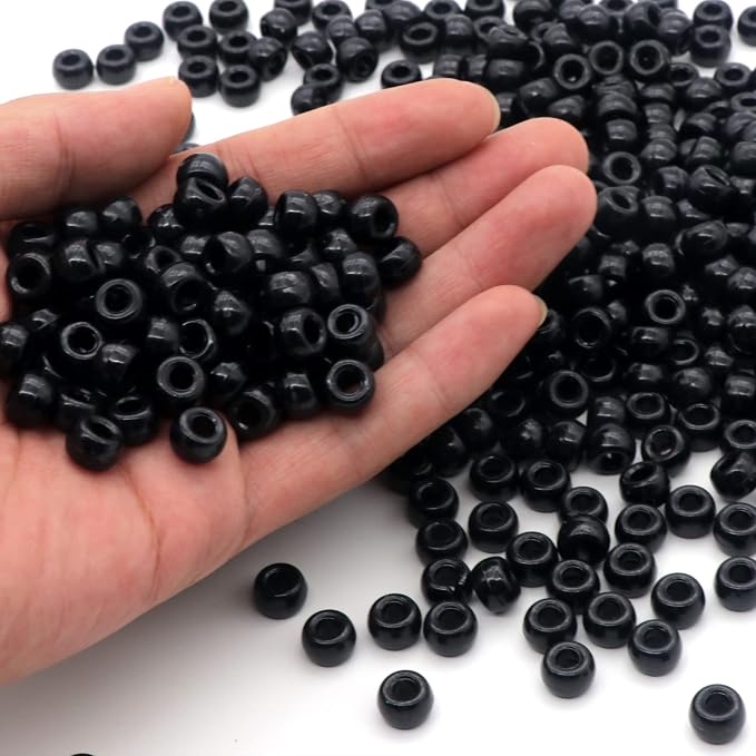 1000Pcs Pony Beads Bracelet 9mm Black Plastic Barrel Pony Beads - Image 2