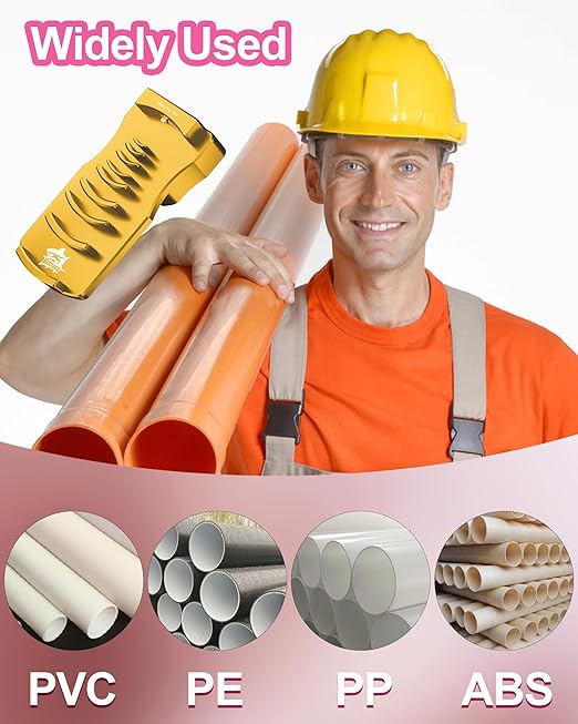 9-in-1 PVC Pipe Deburring Tool, Adjustable Chamfers PVC Chamfer Tool for 9 Sizes: 0.5 Inch to 4 Inch Plastic Pipes, Professional Effective PVC Pipe Reamer for SCH40 PVC, CPVC Pipes (Gold)
