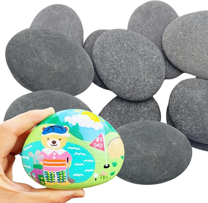 12PCS Large Painting Rocks, 3“-4” River Rocks by Meilala