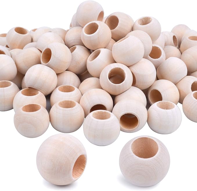 Jdesun 100 Pieces Wooden Beads, Natural Round Wood Loose Beads Wood Spacer 20mm by Jdesun