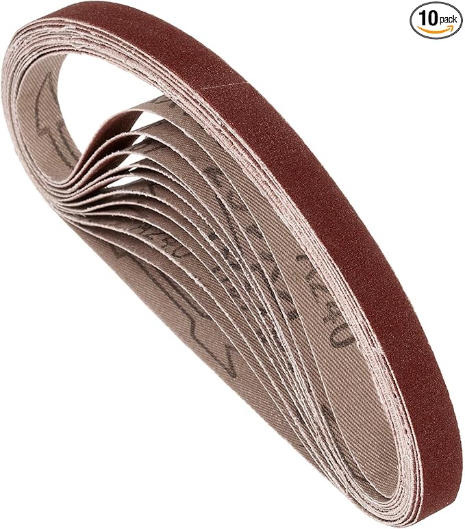 10 Pcs Sanding Belts 3/8 x 21 Inch 240 Grit Aluminum Oxide Abrasive Sandpaper for Belt Sander Metal Grinding Wood Working Weld Rust Removal