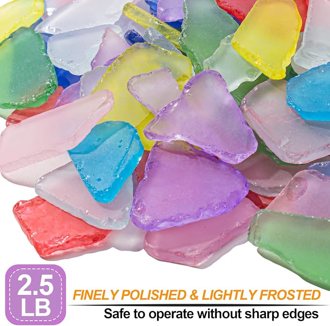 Keedolla Sea Glass for Crafts - 40 OZ Colorful Flat Frosted Seaglass Pieces - Image 2