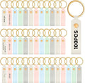 Wavyknot 100 Pcs PU Leather Keychain Blanks Bulk Laser Engraving Blanks by Wavyknot