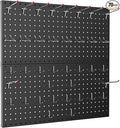 TORACK Metal Pegboard Wall Organizer 24" x 24" or 12" x 48", 70 PCS Tools Storage Pegboard for Garage Tool Organizer Peg Board with Pegboard Hooks for Workbench(Black)