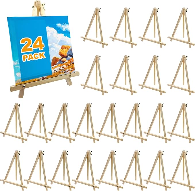 24 Pack 9 Inch Wood Easels, Table Top Easels by Unknown
