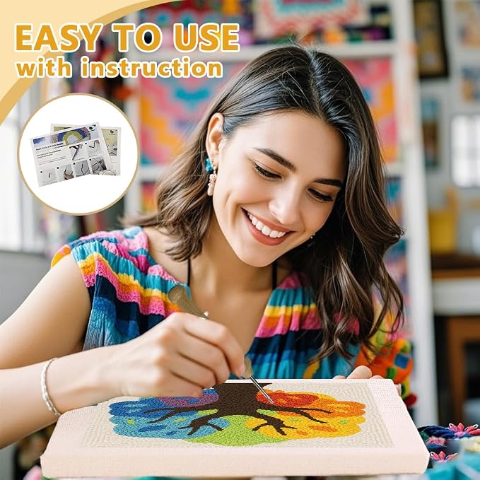 Doodlream Colorful Tree DIY Punch Needle Embroidery Kit - Image 3
