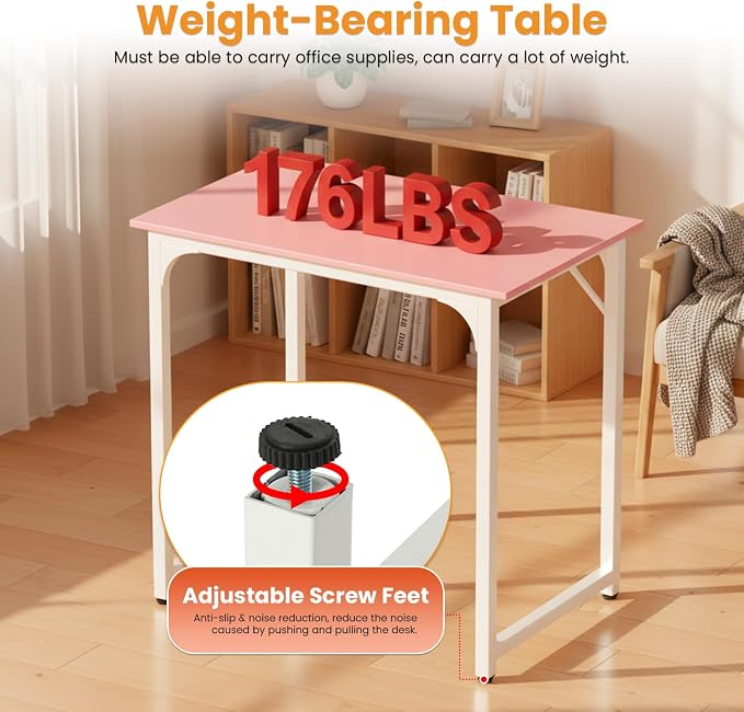 PayLessHere | 32 Inch Computer Desk | Pink | Office Desk - Image 7