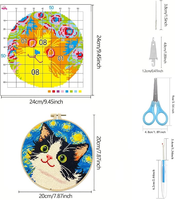 Zhenqing Night Sky Cats Cross Stitch Kit - Image 6