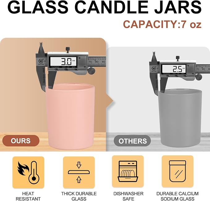 SHOWIN Thick Candle Jars for Making Candles 16 Pcs, 7 OZ Empty Jars - Image 4