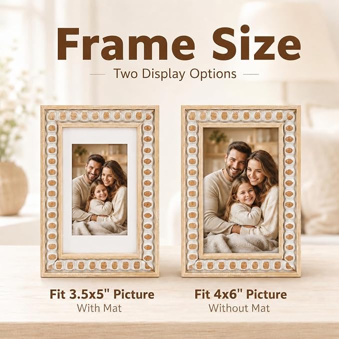 Solid Wood 4x6 Picture Frame Beaded Frame - Image 3