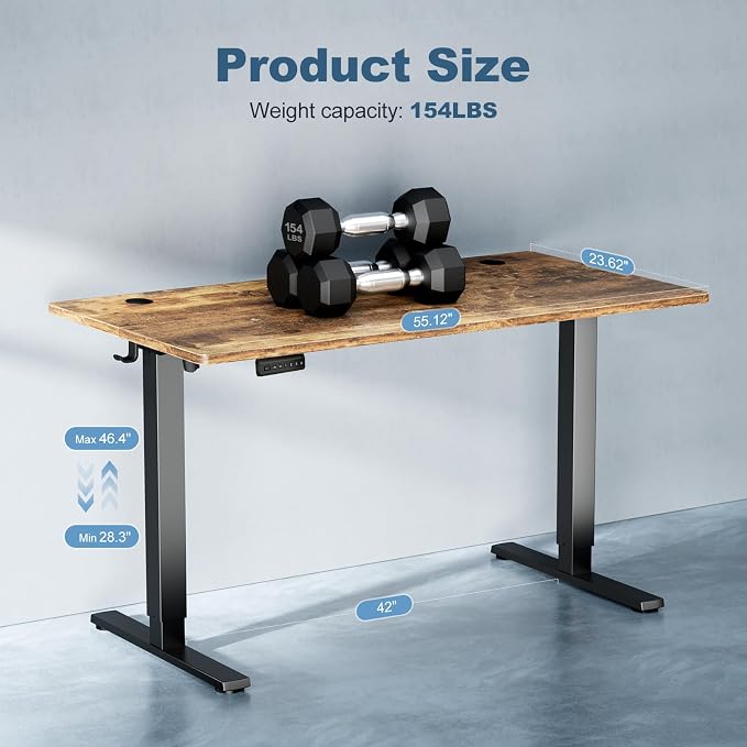 DUMOS 55 Inch Electric Standing Desk Height Adjustable, Sit to Stand Computer - Image 3